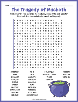 macbeth word search puzzle by puzzles to print tpt