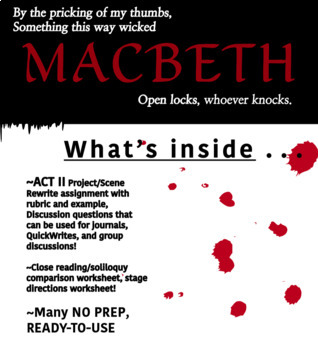 Preview of Macbeth ACT II Engaging Bundle of Activities, Writing Prompts, and more!