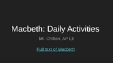 Macbeth AP Literature Daily Activities and Reviews PowerPoint