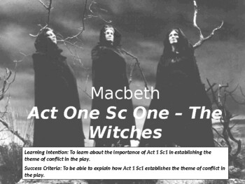 Preview of Macbeth Act 1 Sc 1 The Witches PowerPoint with Questions and Answers