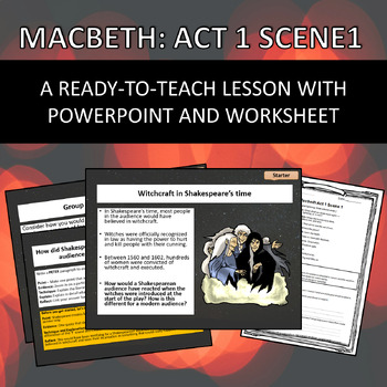 Preview of Macbeth Act 1 Scene 1 - Themes and Key Terminology Lesson