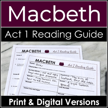 Preview of Macbeth Act 1 Study Guide With Questions, Characters, Quotes, & Analysis
