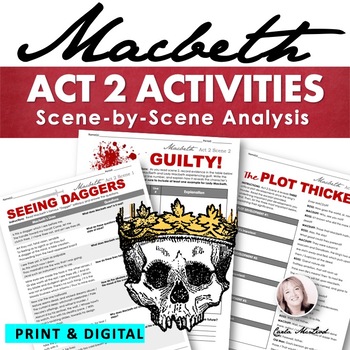 Preview of Macbeth Act 2 Activities - Scene-by-Scene Analysis Activities for Act 2 Macbeth