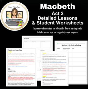 Preview of Macbeth - Act 2  Detailed Lesson Plans and Student Handouts