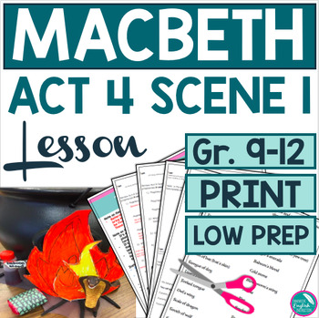 Preview of Macbeth Act 4 Scene 1 Lesson Bell Ringer Reenactment Scene Analysis