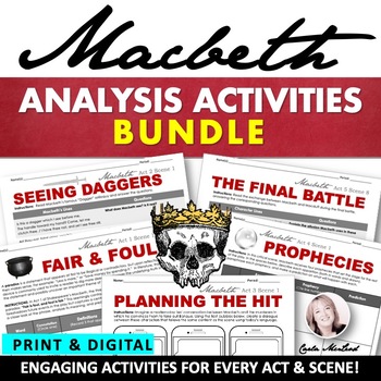 Preview of Macbeth Activities Bundle -Analysis Activities for Act 1, 2, 3, 4, 5, Whole Play