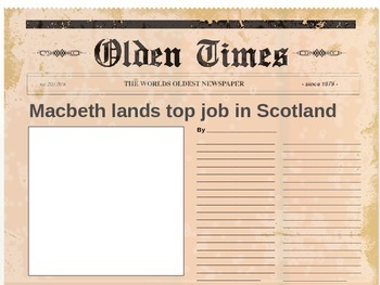 Preview of Macbeth Activity (Headlines)
