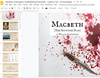 Preview of Macbeth Anticipation Guide Bundle