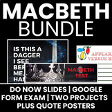 Macbeth Unit Bundle: Bell Ringer Slides / Google Forms Exa