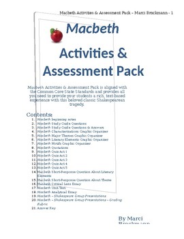 Preview of Macbeth CCSS Aligned Activity & Assessment Pack