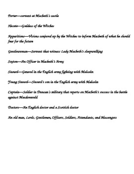 characteristics of macbeth characters