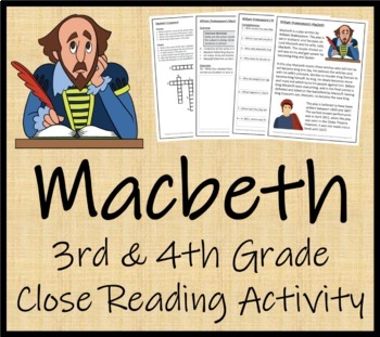 Preview of Macbeth Close Reading Comprehension Activity | 3rd Grade & 4th Grade