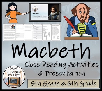 Preview of Macbeth Close Reading Comprehension Activity | 5th Grade & 6th Grade