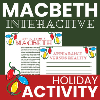 Preview of Macbeth Holiday/Christmas Interactive 3D Simulation Theme/Act Writing Activity