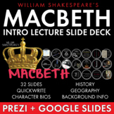 Macbeth, Introduction Lecture for Shakespeare’s Play, Macb
