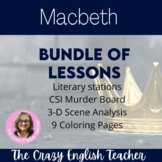 Macbeth Lesson Unit Bundle of Lesson: Stations,Coloring,CS