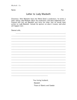 macbeth letter writing assignment