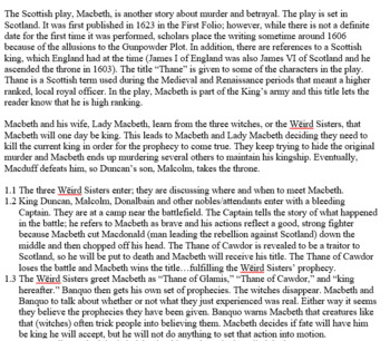 Preview of Macbeth Middle School Lesson Plan