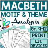 Macbeth Motif Tracker Theme Analysis EDITABLE Sleep Nature