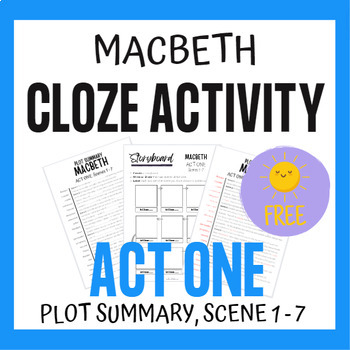 Preview of Macbeth PLOT cloze activity - Act One