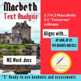 Macbeth Act 5 "Tomorrow" Analysis/Short Writing (Editable 