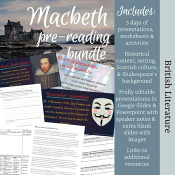 Preview of Macbeth Pre-reading activities bundle