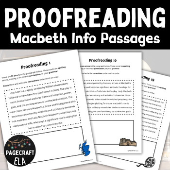 Preview of Macbeth Proofreading Passages for Error Correction and Editing Practice