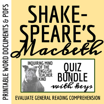 Preview of Shakespeare's Macbeth Quiz and Answer Key Bundle for High School
