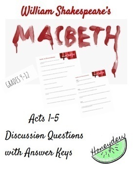 Preview of Macbeth Reading Questions Acts 1-5 (with answer keys)