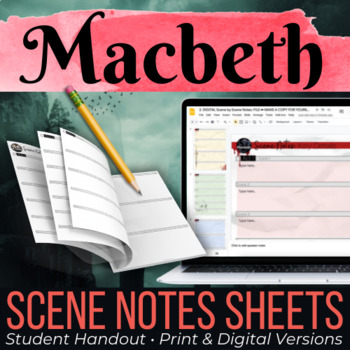 Preview of Macbeth Act and Scene Summary Notes Worksheet