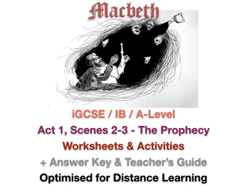 Preview of Macbeth (Shakespeare) - Act 1, Scenes 2-3 - The Prophecy (Worksheet + ANSWERS)