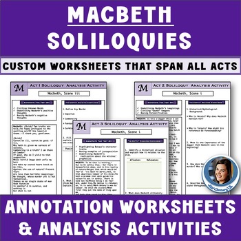 Preview of Macbeth Soliloquies - Reading Annotation & Analysis Activities, Act 1, 2, 3, 5