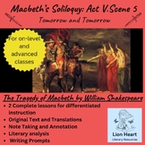 Macbeth Soliloquy Analysis Act V - Tomorrow and Tomorrow D