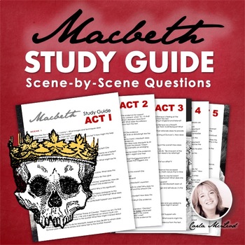 Preview of Macbeth Comprehension & Analysis Questions for Acts 1, 2, 3, 4, 5 - Study Guide