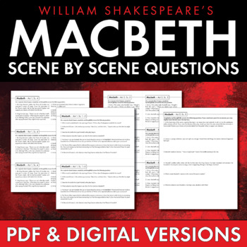 Preview of Macbeth, Scene-by-Scene Questions for Shakespeare’s Macbeth, PDF & Google CCSS