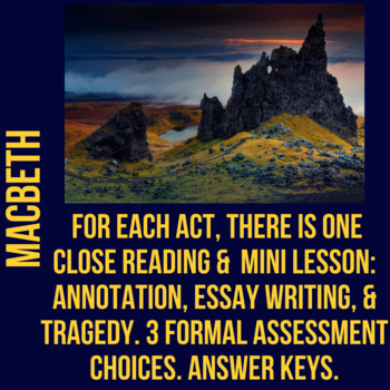 Preview of Macbeth- Supported Alternative Assignments by Act - Focused Reading