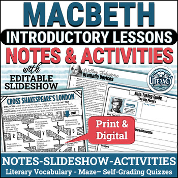 Preview of Macbeth & Tragedy Introduction - Background Notes Slideshow & Note-Taking Guide