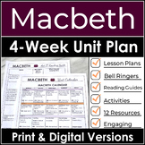 Macbeth Unit Plan With Four Weeks of Lessons & Activities 