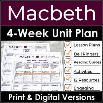 Preview of Macbeth Unit Plan With Lesson Plans & Activities, 12 Bundled Resources, No Prep