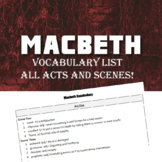 Macbeth Vocabulary List (80 Words)