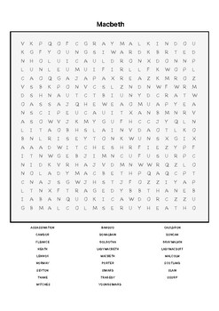 Preview of Macbeth Word Search