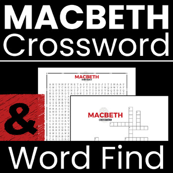 Preview of Macbeth Word Search & Crossword Puzzle - Use Digitally or Print - No Prep!