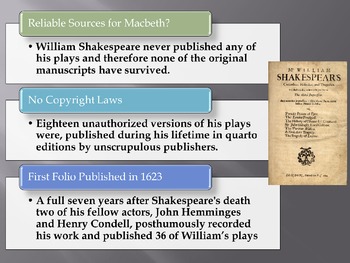 Preview of Macbeth  by Shakespeare- Background Information Power Point