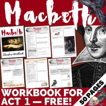 Preview of Macbeth by William Shakespeare | EDITABLE Worksheets & Lessons for Act 1 | FREE