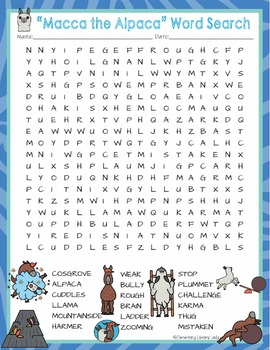 Macca the Alpaca Activities Crossword Puzzle and Word Searches TpT