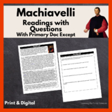 Machiavelli and The Prince Excerpt Reading: Editable Print