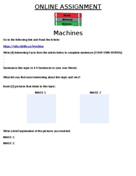 Preview of Machines Online Assignment