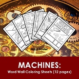 Physical Science Machines Word Wall Coloring Sheets (12  pgs)