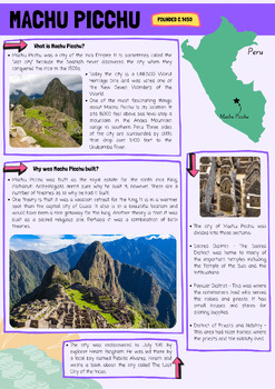 Preview of Machu Picchu Sacred Sites Research Poster Set (A1 & A3)