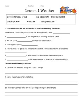 macmillan mcgraw hill 3rd grade science weather water cycle quiz and worksheet